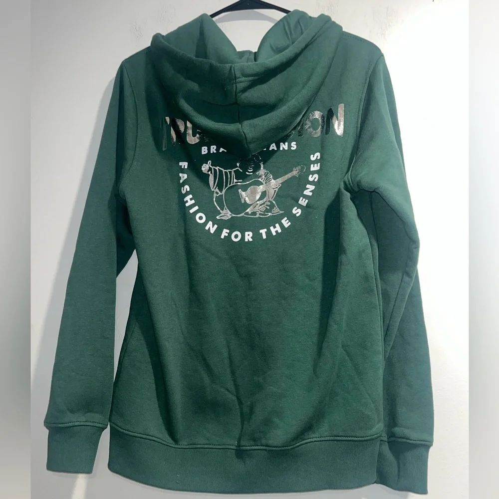TRUE RELIGION Foil Triology full zip hoodie in Dark green NWT